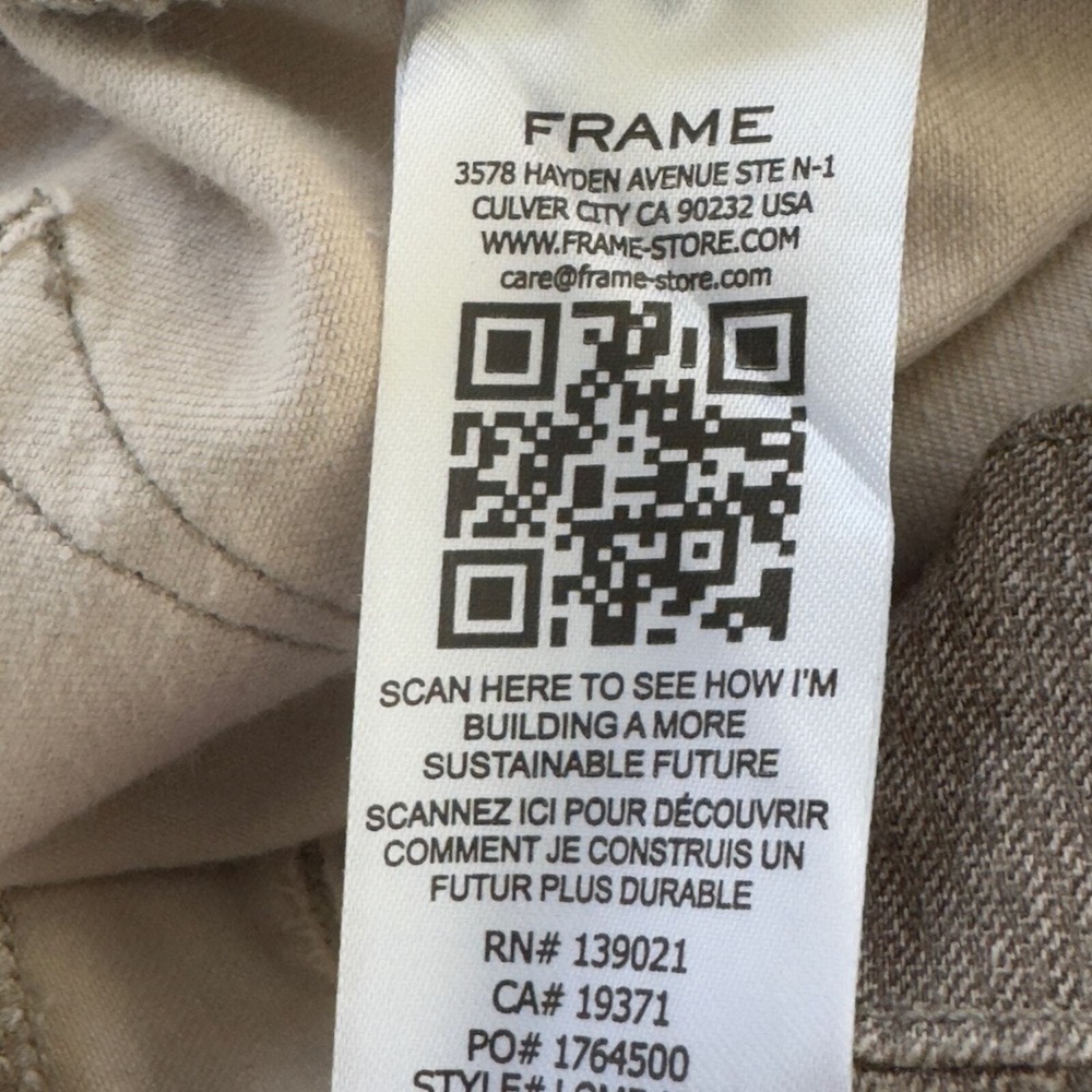 FRAME Le Crop Mini Boot Plaid Windowpane Cropped Pants Tan White Mid Rise 29 - Picture 15 of 16